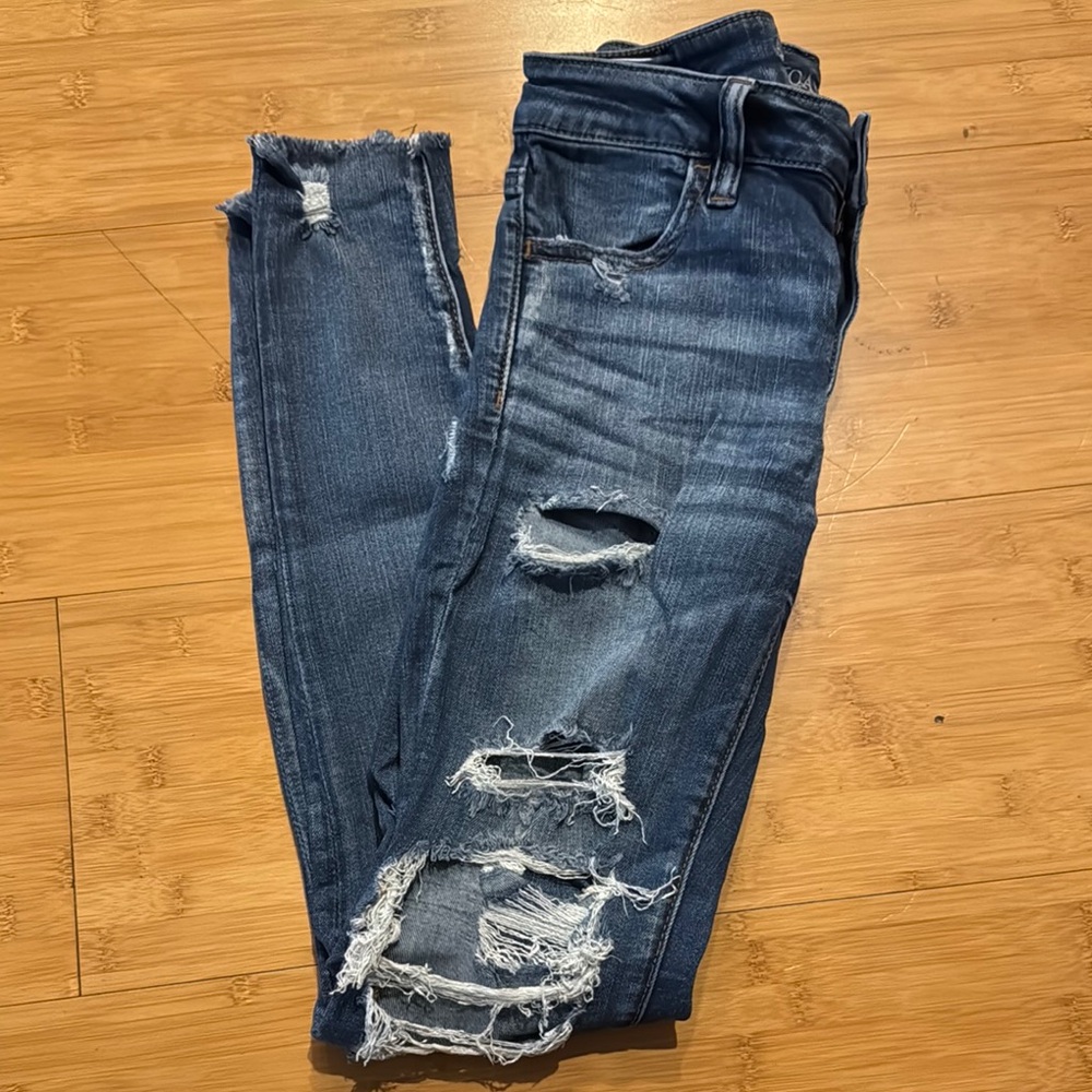 Distressed Blue Jeans